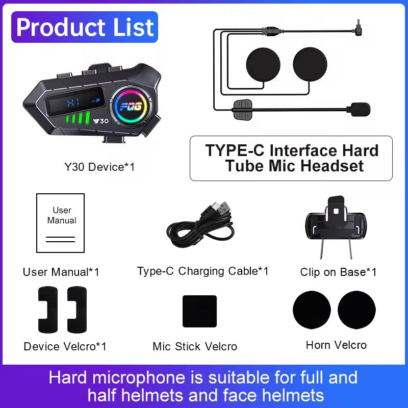 Y30 Motorcycle Helmet Bluetooth Intercom
