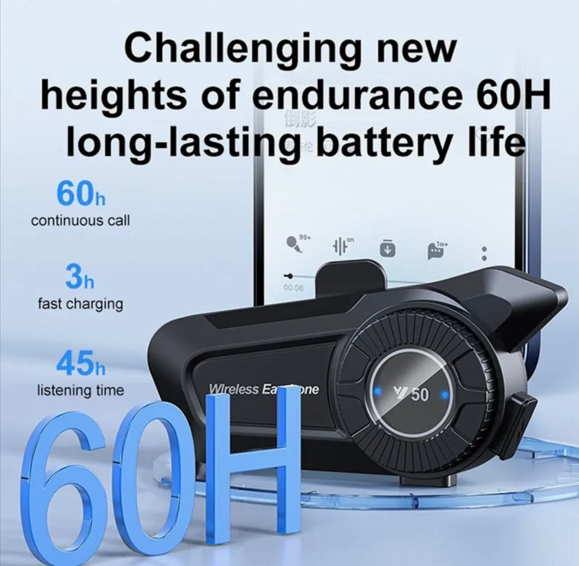 Y50 Roulette Wheel Rotation Motorcycle Helmet Headset Bluetooth 5.3 Wireless Headphones Earphones IP67 Waterproof