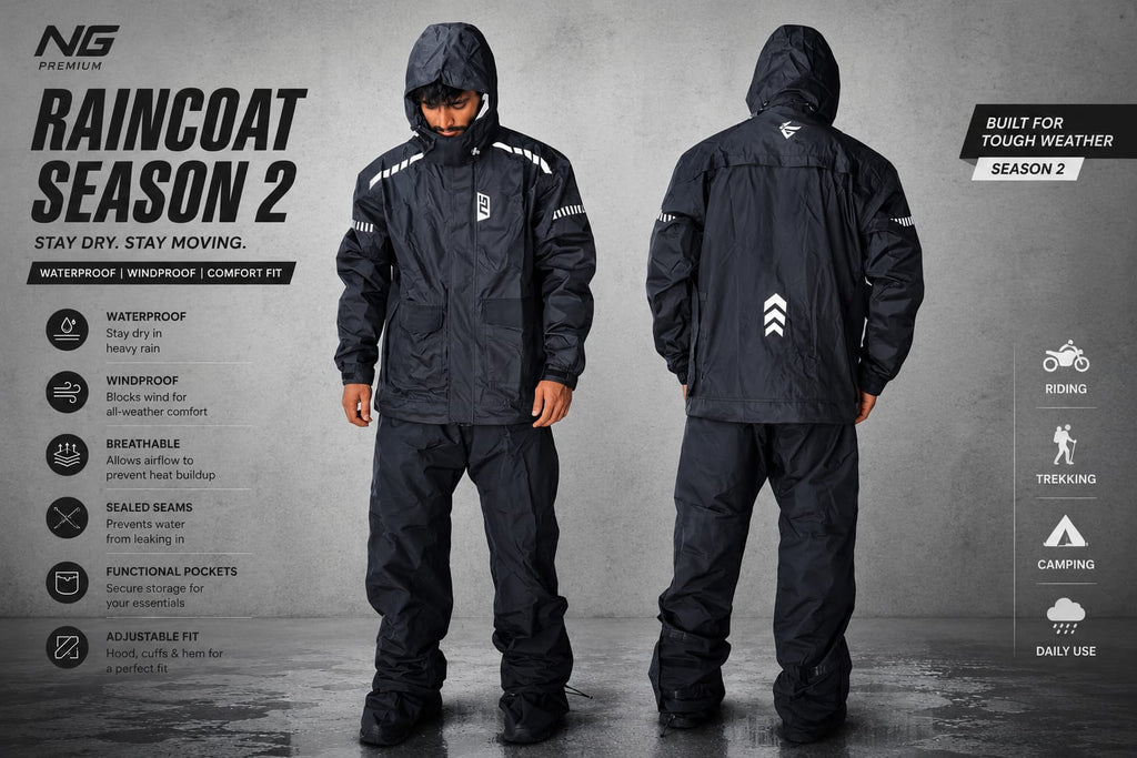 Stay Dry. Ride Smart. NG Premium Raincoat Season 2