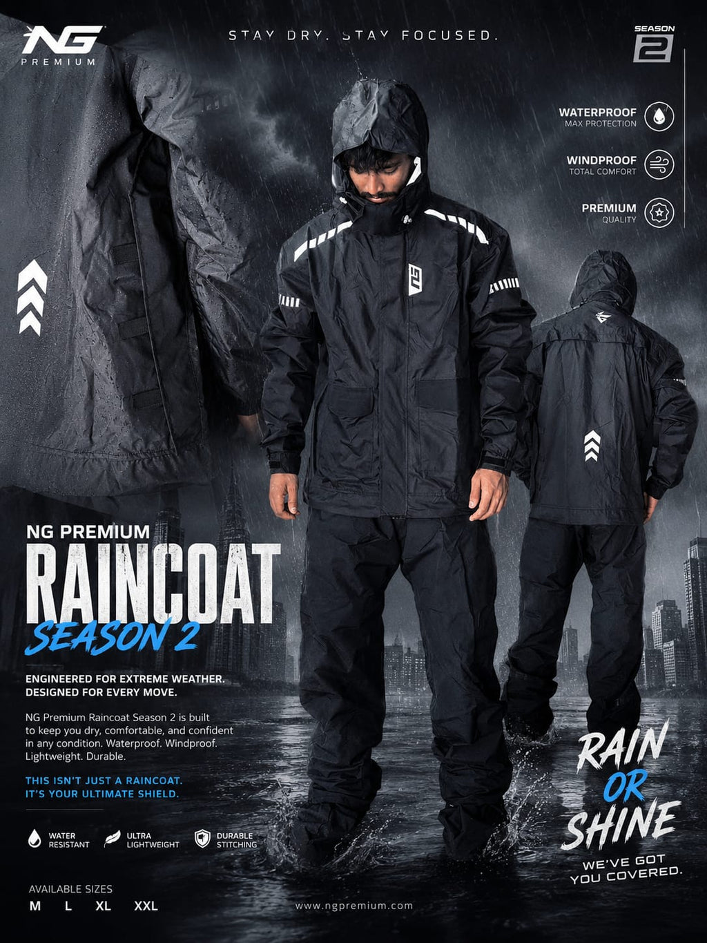 Stay Dry. Ride Smart. NG Premium Raincoat Season 2