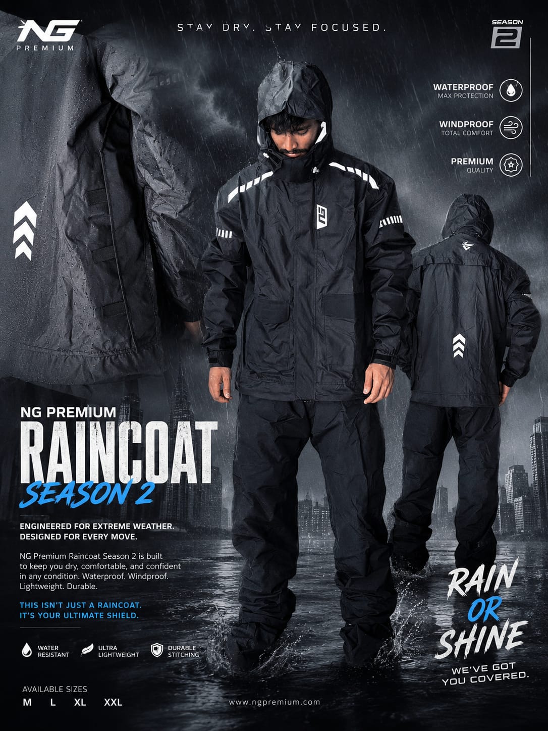 Stay Dry. Ride Smart. NG Premium Raincoat Season 2